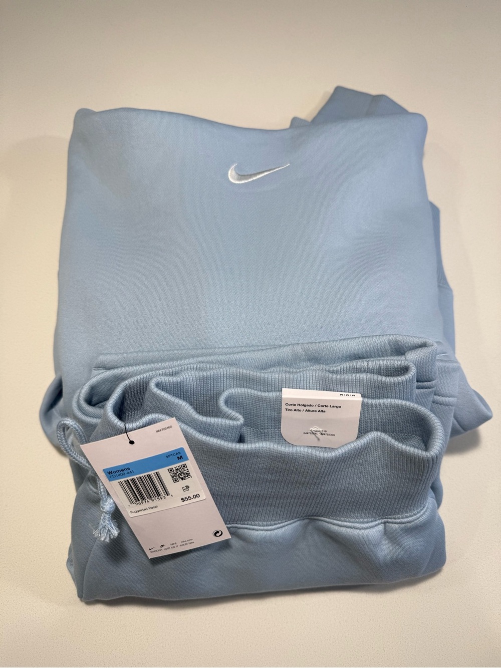 Nike Pale Blue Women's Hooded Sweatshirt & Shorts